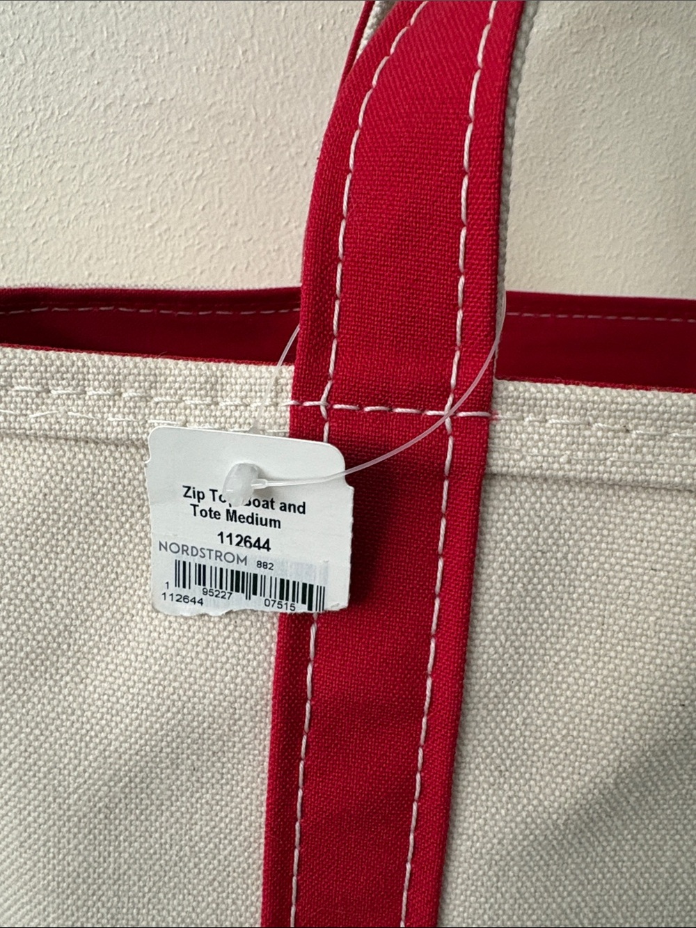 L.L.Bean- Canvas Tote Bag with Red Trim - Women Bags- medium tote - Picture 3 of 6